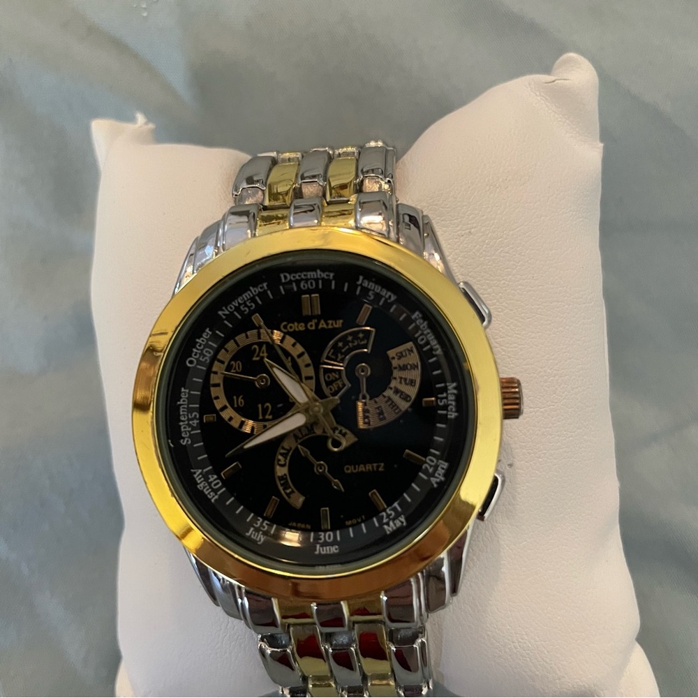 Cote d’ Azur Men’s Quartz Watch Movement Faux Dials New Battery Installed